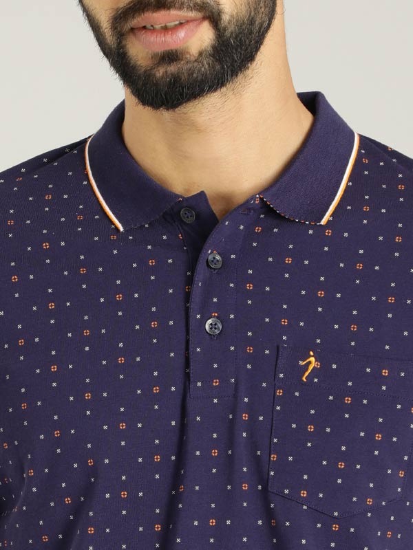 Indian Terrain Men's Half Sleeve Regular Fit Navy Polo T-Shirt